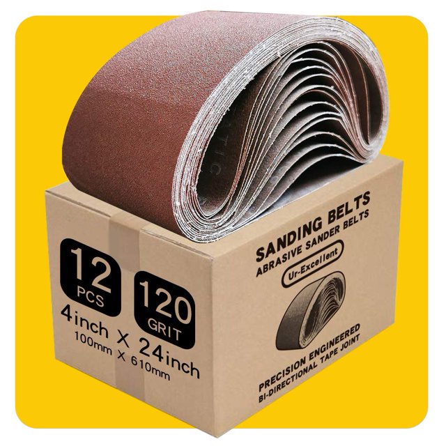 Cinta lijadora TPMax de 4 x 24 pulgadas, grano 120, óxido de aluminio, 12 unidades