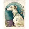 thumbnail image 1 of Whippet Dog with Flowers Modern Multicoloured Watercolour Illustration Large Wall Art Poster Print Thick Paper 18X24 Inch, 1 of 5