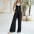 thumbnail image 3 of Patlollav Womens Jumpsuits Wide Leg Casual Summer Outfits Rompers Jumpers Sleeveless Straps with Pockets 2024, 3 of 6