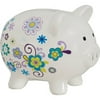 White/ Blue Floral Piggy Bank
