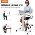 thumbnail image 2 of VEVOR Mobile Standing Desk, 28"-44" Gas-Spring Height Adjustable Sit-Stand Desk, 4 360° Swivel Wheels (2 Lockable) Portable Rolling Laptop Table Computer Cart for Home Office School, 40LBS Loading, 2 of 9