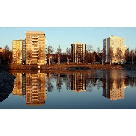 LAMINATED POSTER Cities Buildings Finland Oulu Apartments City Poster Print 24 x