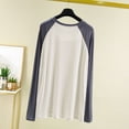 thumbnail image 6 of Ohufall Fall Pajamas Tops Tees for Women Long Sleeve Color Block T Shirts Round Neck Loose Comfort Pajama Top, 6 of 8