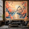 thumbnail image 6 of Two Songbirds on a Branch in a Golden Valley, Romantic Watercolor for Nature Lovers, Botanical Floral Art, Housewarming Gift Tapestry Wall Hanging for Bedroom and Living Room, 6 of 7