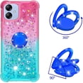 thumbnail image 3 of Clear Case for Samsung Galaxy A04e with Kickstand for Girls Women, Liquid Glitter Sparkle Bling Cute Case Gradient Quicksand Cover for Samsung Galaxy A04e/ M04/ F04 JB Powder Blue, 3 of 16