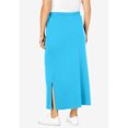 thumbnail image 5 of LWavelet Women Solid Midi Skirt Elastic Drawstring Waist With Pockets Side Split Casual Skirt Blue L, 5 of 5