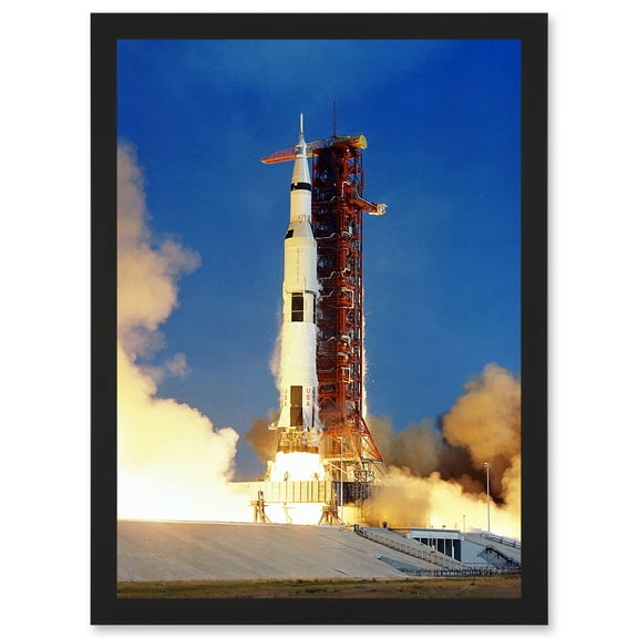 Space Nasa Apollo 11 Rocket Launch Lift Off Photo USA Moon Mission Artwork Framed Wall Art Print A4