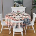 thumbnail image 2 of Round Waterproof Tablecloth 60×60 Inch, Boho Style Reusable Indoor/Outdoor Durable Table Cover for Party Kitchen Dinner Room Decor, 2 of 6