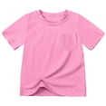 thumbnail image 2 of MIXUE Juniors Girls Tops & T-Shirts Summer Solid Color Round Neck Short Sleeve Loose Casual Beach T-shirts Holiday Wear,Pink,10-11 Years, 2 of 6