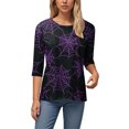 thumbnail image 6 of Godom 3/4 Length Sleeve Womens Tops Crewneck Neck Casual Halloween Shirts Print Trendy Blouses Fall Tee, 6 of 6