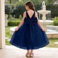 thumbnail image 2 of Ticikt Girls Flower Girl Dress Tulle Lace Wedding Party Bridesmaid Birthday Pageant Formal Dresses,Color:Navy,Size:7-9 Years, 2 of 9