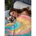 thumbnail image 6 of Full Size Flat Sheet Only, Colorful Tie Dye Soft Brushed Microfiber Bed Sheets, Rainbow Ombre Abstract Pattern Art Hotel Quality Breathable Bedding Top Sheet, Easy Care, 66"x102", 6 of 9