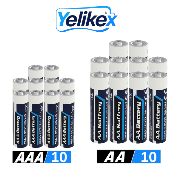 Yelikex AAA AA Battery 20 Pack, Dual A Battery 1.5V R6P, Suitable for Home and Electronic Devices, 10-year Shelf Life
