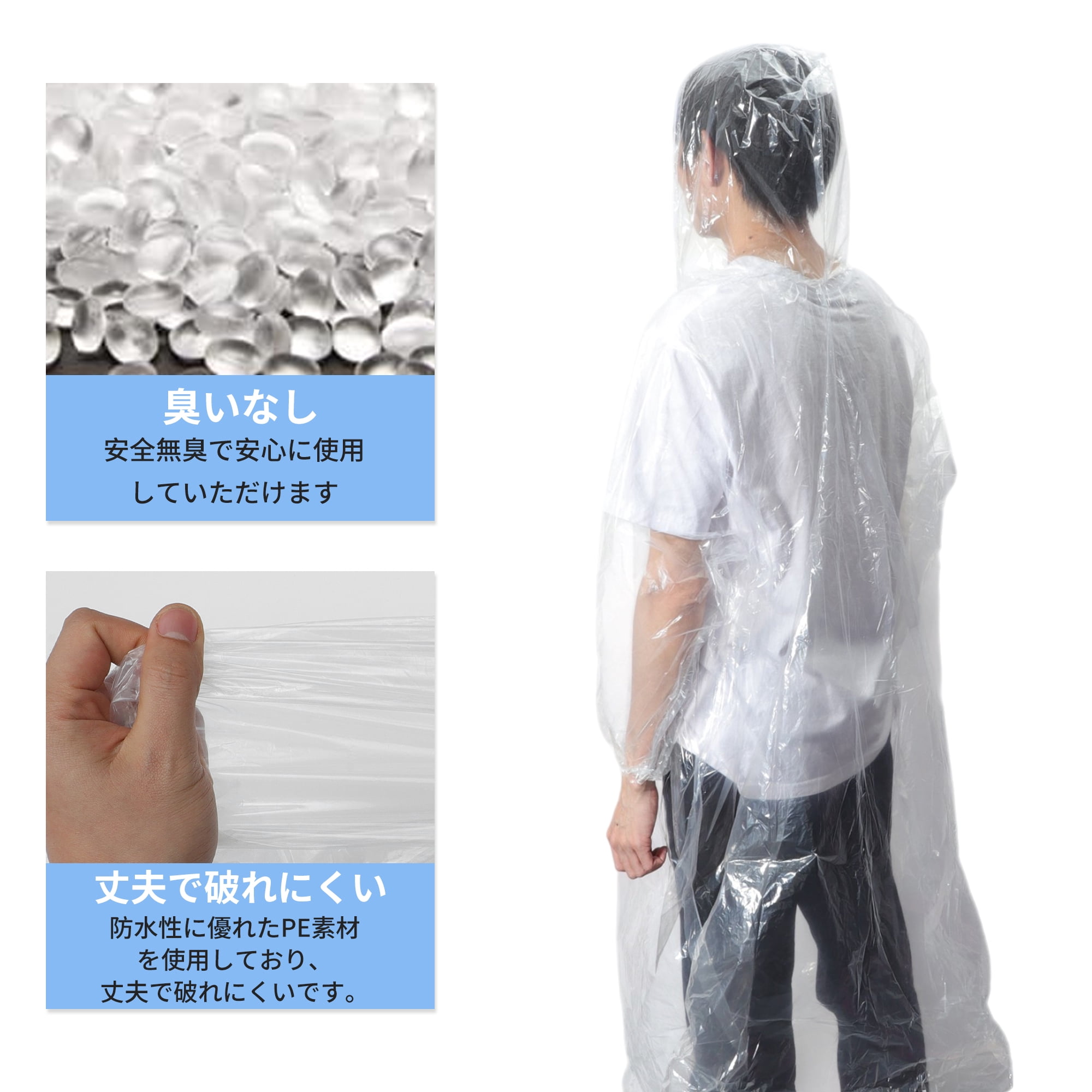 Unique Bargains 5pcs Disposable Rain Ponchos Emergency Raincoats Clear