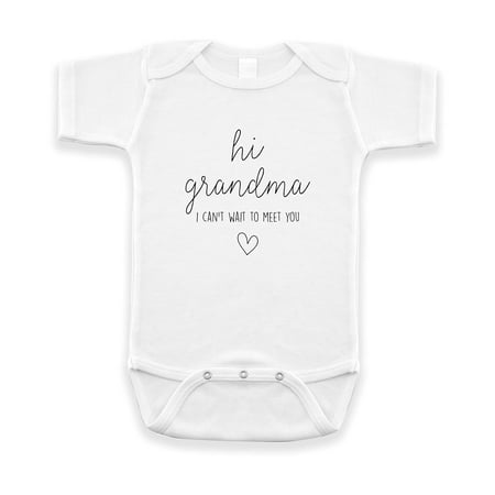 

Hi Grandma I Can t Wait To Meet You Pregnancy Announcement Infant Bodysuit - Surprise Gift For Grandma (White)