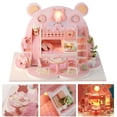 thumbnail image 4 of Composite Materials Such As Wood, Cloth, Dried Flowers, Etc. 3D DIY Wooden Doll House Miniature House Model LED Lights, Battery Box Switch AAA Battery X2 Not Included, 4 of 7