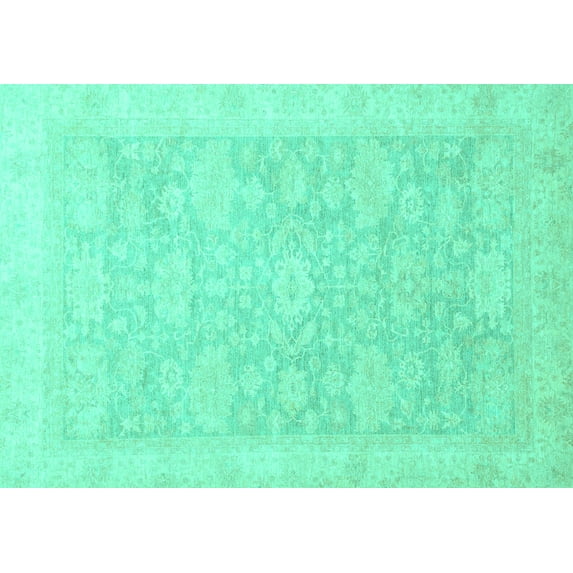 Ahgly Company Indoor Rectangle Oriental Turquoise Blue Traditional Area Rugs, 8' x 10'