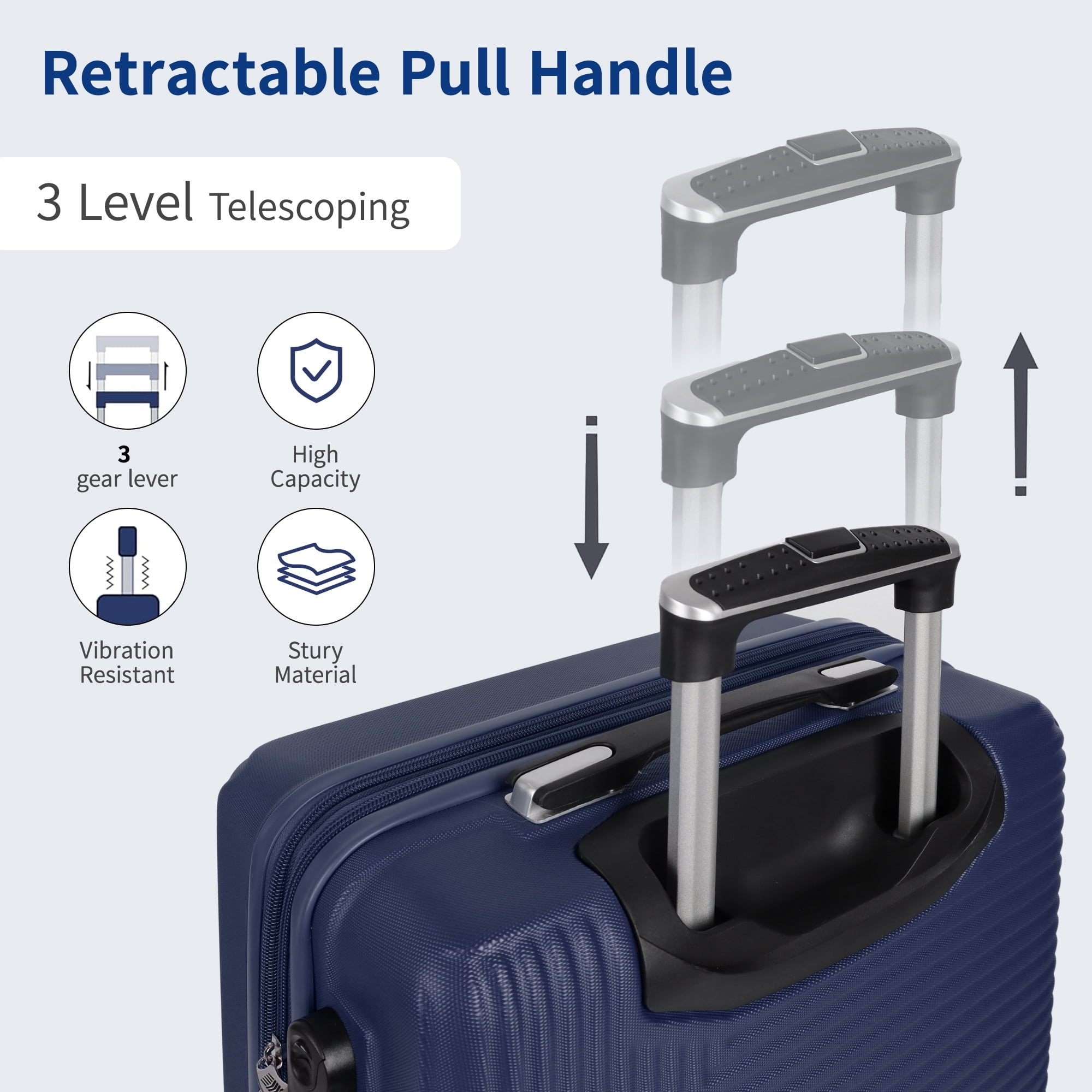 20 inch Carry on Luggage for Airplane, Hardside Expandable Suitcase with Spinner Wheels, Lightweight Rolling Luggage, Navy - WD588