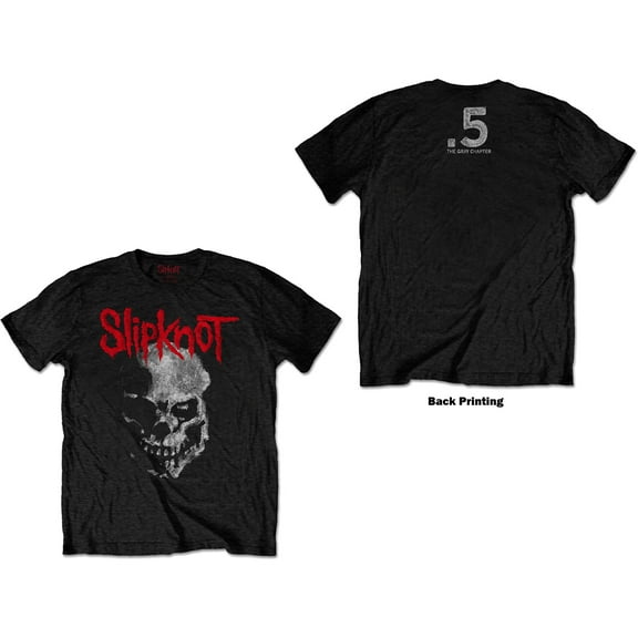 Men's Slipknot Gray Chapter Skull (Back Print) Slim Fit T-shirt Small Black