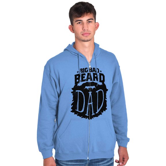 Big Bad Beard Dad Fathers Day Gift Zip Hoodie Sweatshirt Men Brisco Brands 2X