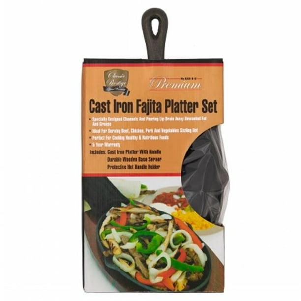 Classic Prestige Cast Iron Fajita Platter Set