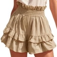 thumbnail image 2 of Zynoxe Skorts for Women Comfort Elastic Waist Womens Solid Color Skorts Trendy Versatile Tiered Ruffled Hem Mini Skirt Shorts Lightweight Breathable Cotton Linen Summer Skorts S, 2 of 7
