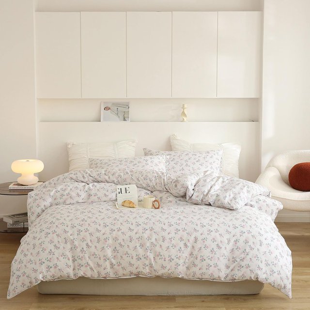 Floral Funda Nórdica Twin Suave Algodón Jardín Flor Juego de cama con 2