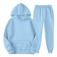 thumbnail image 5 of GiLiling Boys Girls School Sweatsuits Set, Athletic 2-Piece Outfit, Preppy Hoodie and Sweatpants, Plain Tracksuit Clothing Sets (Light Blue, 11-12 Years), 5 of 6