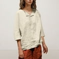 thumbnail image 2 of Ltctricy Summer Tops for Women Fashion V Neck 3/4 Length Sleeve Solid Color T Shirts Casual Loose Blouses, 2 of 6