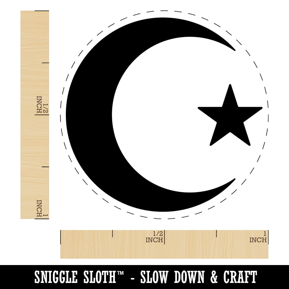 Star and Crescent Moon Islam Ottoman Self-Inking Rubber Stamp Ink Stamper - Red Ink - Large 1-1/2 Inch
