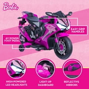 6V Barbie Motorcycle Ride on, Max 1 mph, for Kids Ages 3+ Years, by Flybar