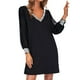 thumbnail image 2 of Vestido de malla para mujer: glamuroso, negro, cuello en V, manga larga, poliéster, corte ajustado, para la oficina o las vacaciones. Tallas estadounidenses/británicas/europeas: S-XXXXL., 2 of 8
