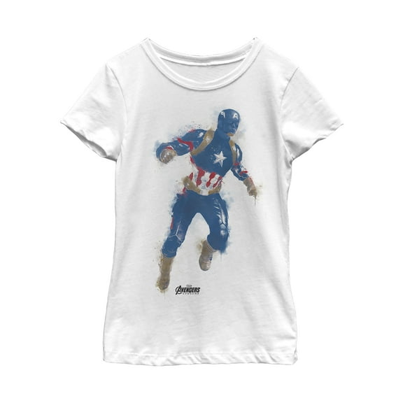 Girl's Marvel Avengers: Endgame Captain America Spray Paint  Graphic Tee White X Small