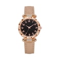thumbnail image 2 of Womens Quartz Wrist Watch Fashion Rhinestone Bezel Watch Round Starry Dial Watch Leather Strap Dress Watch, 2 of 3