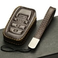thumbnail image 4 of Vitodeco Genuine Leather Smart Key Fob Case Cover Protector Compatible for Toyota Sienna (2021 - 2026 Models) - 5-Button, Brown, 4 of 5