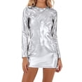 thumbnail image 1 of QHFBli Femmes Brillant Col Roulé Manches Longues Gymnastique Danse Justaucorps justaucorps Shorts Combinaison Rave, 1 of 4