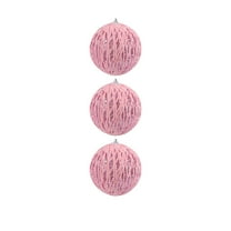 SLYNSHome 3Pcs Christmas Balls Christmas,Shatterproof Glitter Sequin Balls Ornaments Hanging Xmas Balls Baubles for Holiday,Wreath & Party Christmas Decorations (3.1Inch,Pink)