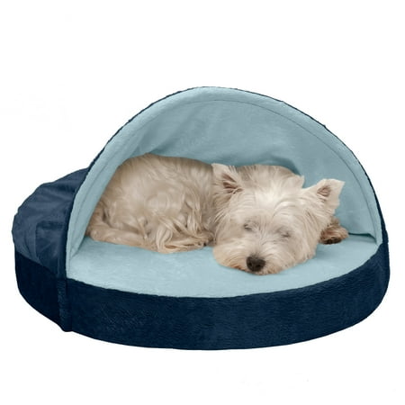 UPC: 0842229112429 | FurHaven Pet Products Microvelvet Snuggery Cooling Gel Memory Foam Pet Bed for Dogs & Cats – Navy 26 Base