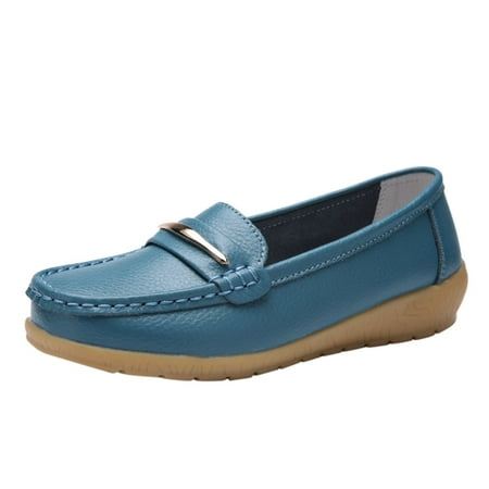 

Mortilo Fashion Womens Breathable Lace Up Shoes Flats Casual Shoes PU casual shoes for Women Light Blue