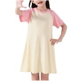 thumbnail image 2 of JDQJBZ Robe T-Shirt pour Fille Couleur Unie Coton Vêtements de Nuit Manches Courtes Col Rond Longueur Genou, 2 of 5