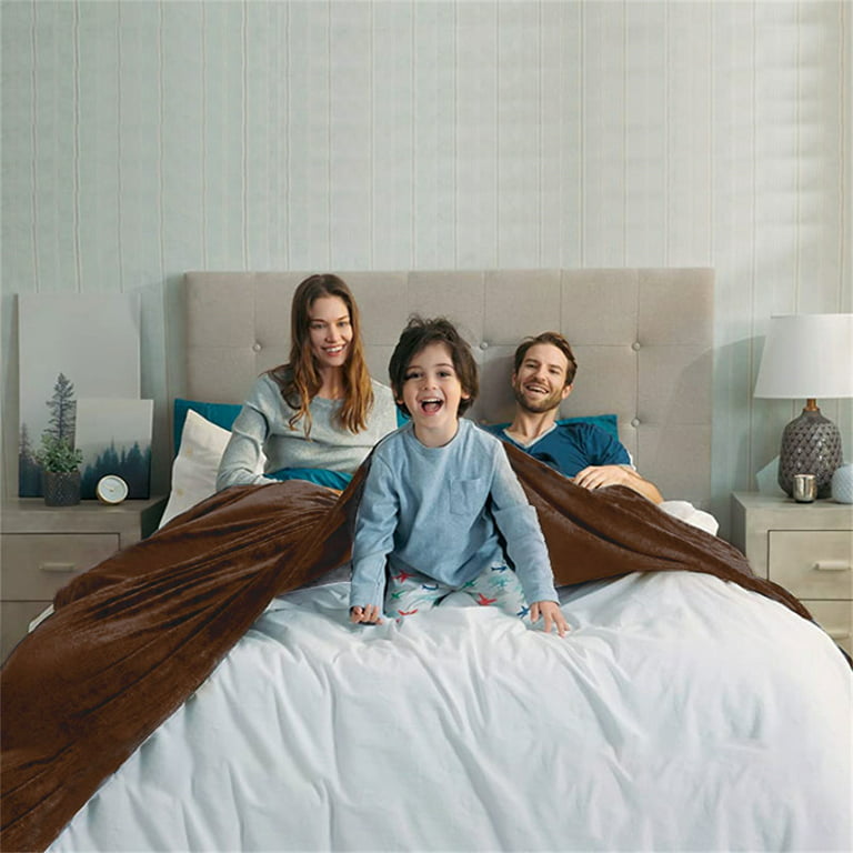 Throw Blanket for Sofa Bed, Coffee Fleece Blanket Twin Size Luxury