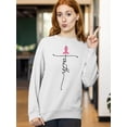 thumbnail image 3 of Breast Cancer Support Faith Cross Crewneck Sweatshirt, L, White, 3 of 5