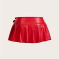 thumbnail image 5 of RUTAYY Women's Skirt Solid Color with Flounce Hem Punk Rock Gothic Metal Buckle Detail Party Comfortable Breathable Classic Trendy Mini Skirt, 5 of 5