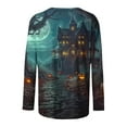 thumbnail image 5 of Halloween Shirts for Women Long Sleeve Round Neck Pumpkin Graphic Print Funny Tee Tshirts Loose Fit Plus Size (XL, Yellow 04), 5 of 5