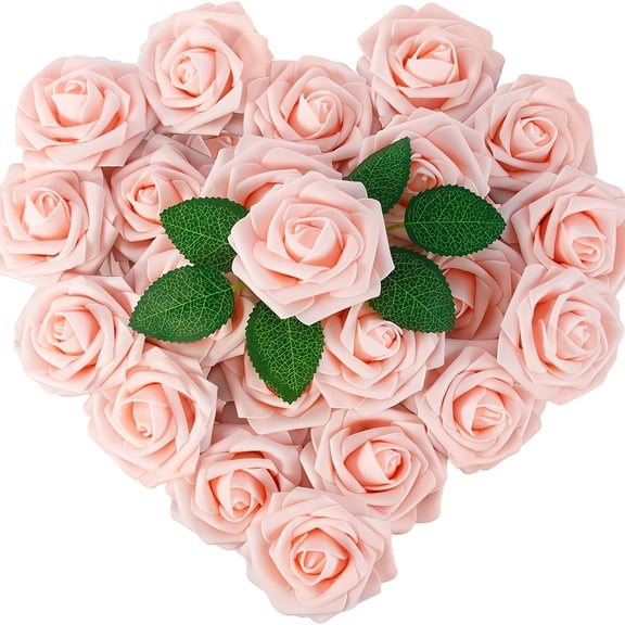 50pcs Blush Pink Artificial Roses with Stems - Realistic Fake Flowers for DIY Wedding Bouquets, Centerpieces & Home Decor
