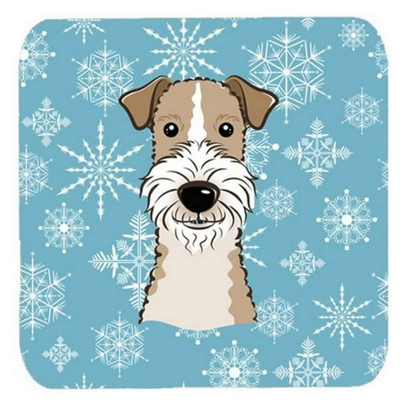Snowflake Wire Haired Fox Terrier Foam Coasters, Set Of 4