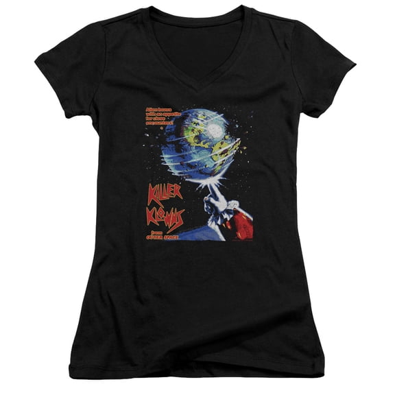 Killer Klowns From Outer Space Invaders Junior Women's V-Neck T-Shirt Black