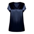 thumbnail image 4 of Kelon Blouses for Women Short Sleeve Shirts V Neck Soft Satin Silk Shirts Travel Vacation Clothes Business Casual Fashion Outfit, 2XL, 4 of 4