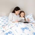 thumbnail image 5 of Feelyou Teens Kawaii Bow-tie Queen Comforter Set, Butterfly Knot Princess Bedding Sets, Love Heart White Blue Reversible Bedding Comforter Set, Lightweight Room Decor, 3-Piece, 5 of 8