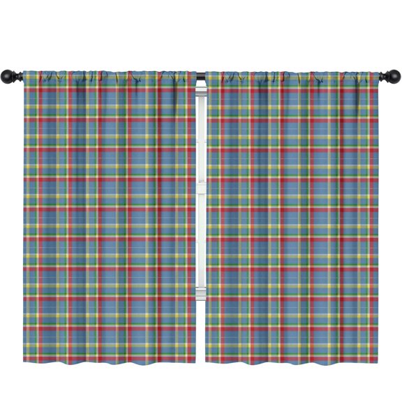 Red Green Checkerboard Blue Pattern Kids Curtains,Childrens Insulated Curtains Set Of 2,Bedroom Essentials,Teen Room Decor 52"X84"
